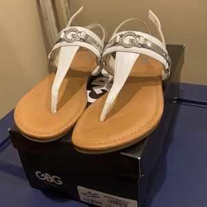GBG white sandals